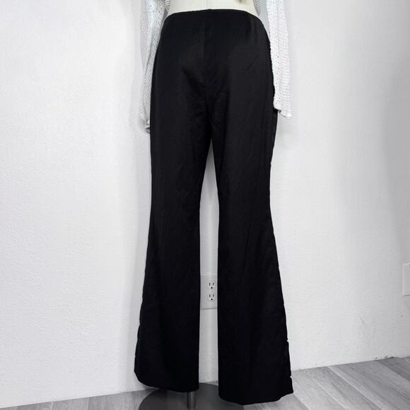 Vintage Y2K Black Embroidered Floral Pants Boho Whimsigoth Flare Size 8 Witchy - Picture 3 of 8